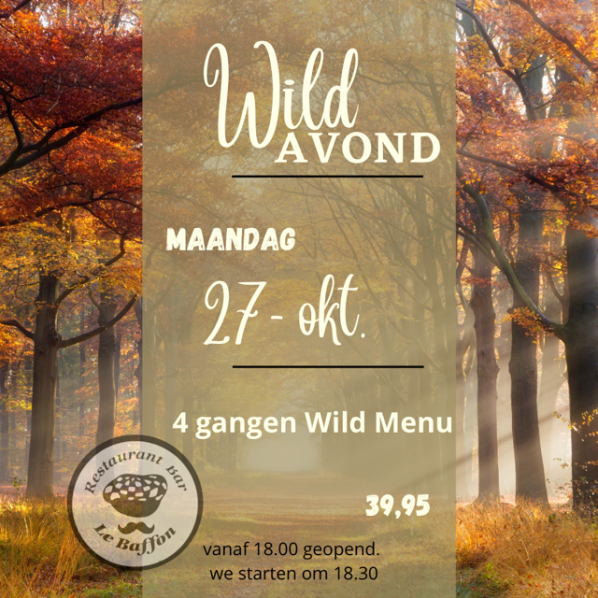 Oktober wild-avond restaurant Le Baffon Apeldoorn